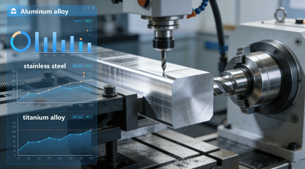 Material properties guide for thread machining selection showing how hardness, ductility, and thermal properties affect tapping and milling choices

